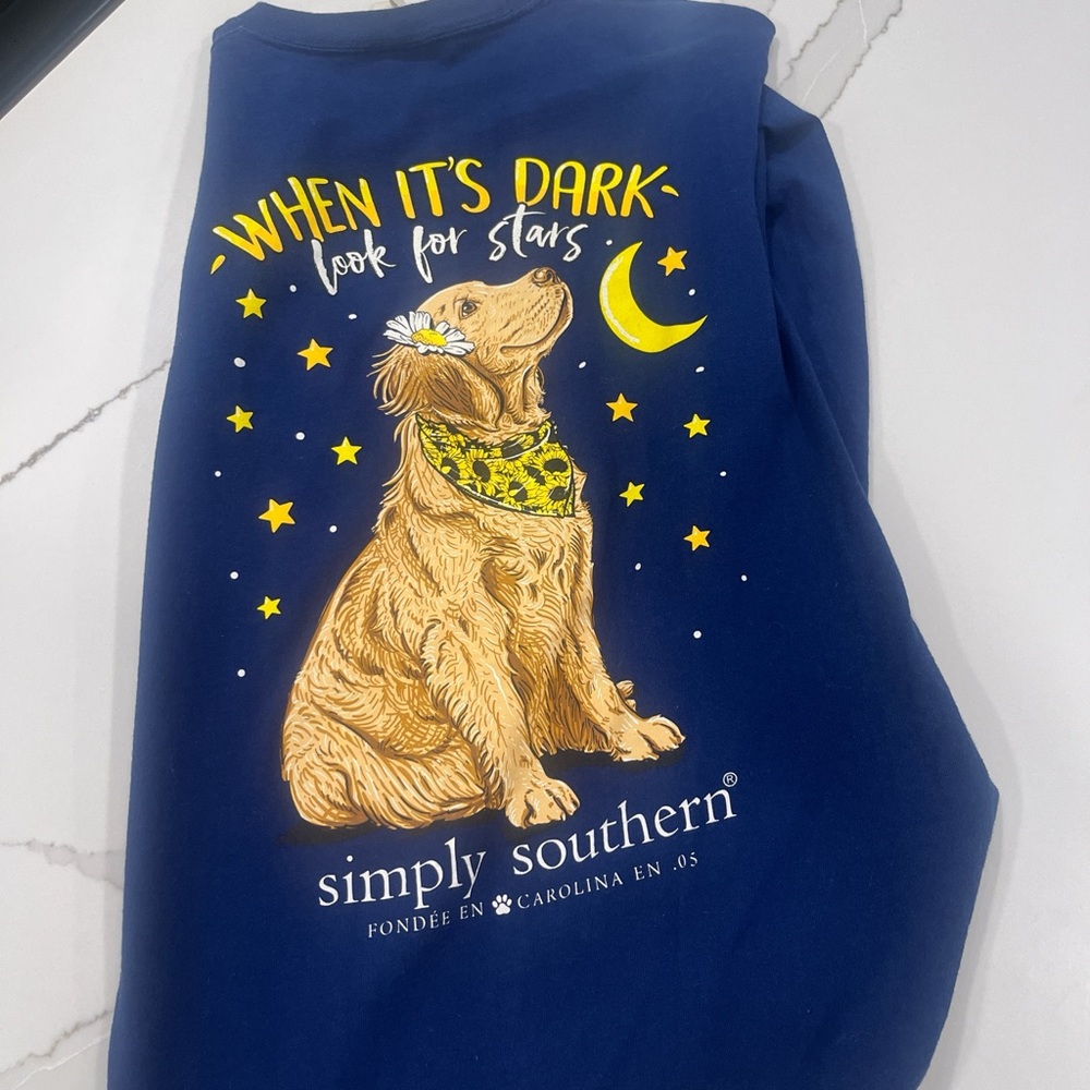 Simply Southern Navy Tee with Dog and Stars